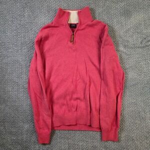 J Crew Sweater Mens Large Pink Quarter Zip 100% Cotton Pullover Casual Preppy